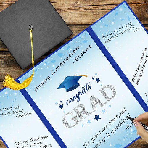 Vlipoeasn 2025 Graduation Guest Book Alternative, Blue Silver Class of 2025 Graduation Party Decorations, Graduation Signature Book for 2025 College High School, Unique Graduation Gifts for Friends