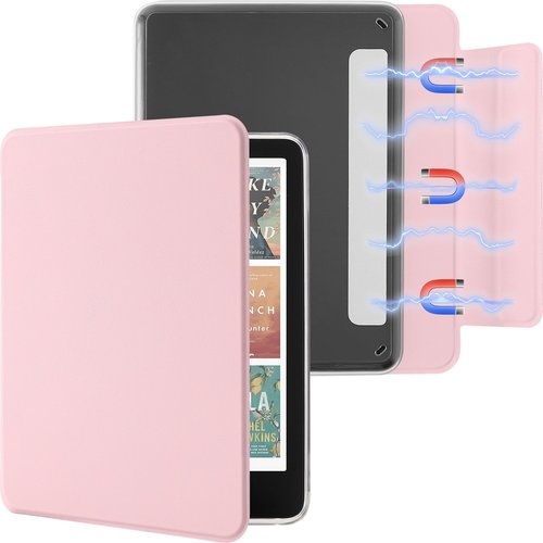 SESENSE Detachable Magnetic Case for 7'' Kindle Paperwhite 12th Gen 2024 and Kindle Colorsoft Signature Edition, Slim PU Shell Cover Case with Auto Wake/Sleep, Pink