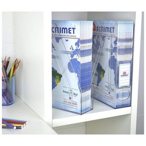 Acrimet Magazine File Holder, Durable Rack, Space-Saving Organizer (Plastic) (Clear Crystal Color) (2 pack)