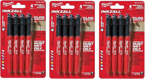 Milwaukee Inkzall Fine Point Marker Set - Black, 12 Markers for Precision Marking
