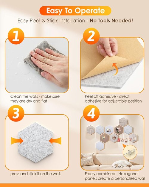 Hexagon Cork Boards - 10 Pack Bulletin Board Tiles with 50 Pins | Minimalist Wall Decor for Home & Office