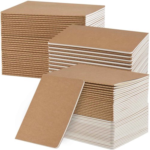 ZCZN 100 Pack A5 Kraft Notebooks Bulk, 8.15x5.5 Inches Lined Paper Journaling Notebooks, Notebooks for Work, Composition Notebooks for School, Journal Notebooks for Office, 60 Pages