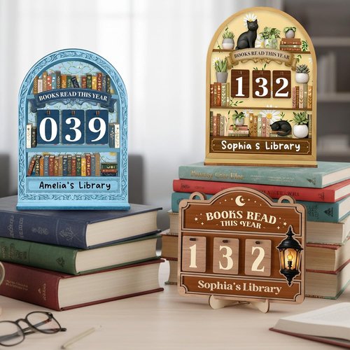 Regine Switzerland Personalized Books Read This Year Counter - Unique Gift for Women Readers | Bookish Decor & Accessories
