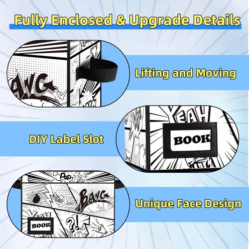 Comic Book Storage Box by Cartoon Bombs - Collapsible Organizer for 160-180 Comics | 15.8" x 7.8" x 11.8"