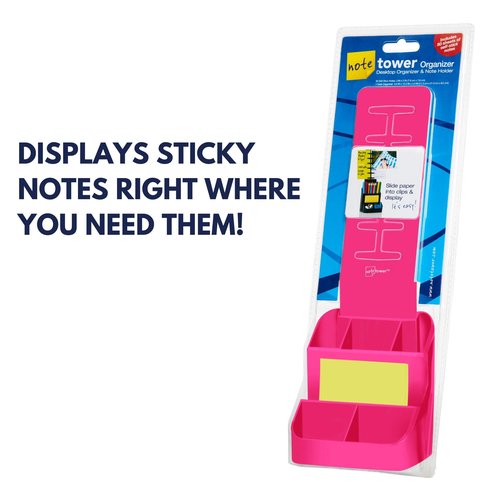 Desk Supplies Organizer Caddy | Desk Stationary Organizer & Photo Display | Sticky Notes Included