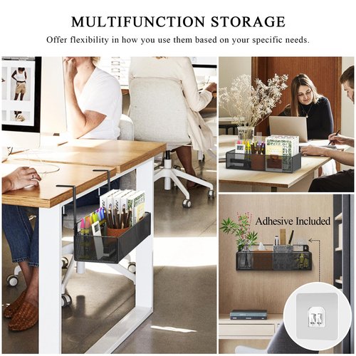 Turfson Office Under Desk Organizer Storage, Metal 3-IN-1 Clamp On Desk Side and Desktop File Document Magazine Organization Wall Hanging Bin Holder Office Supplies For Home School Essentials