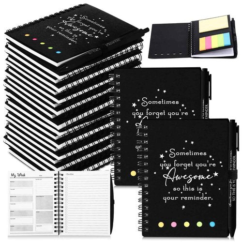 Resurhang Employee Christmas Gifts Bulk for Rad Tech Perioperative Nurse Practitioner Team Staff Thank You Gifts A6 Spiral Planner Ballpoint Pen Sticky Note for Office Coworker Adult(Black)