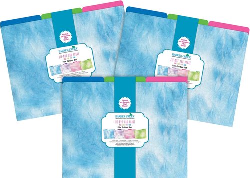 Barker Creek Designer File Folders on 14pt Stock, Tie-Dye and Ombré, Multi-Design Set with Tie-Dye Designs on Outside, Vibrant Ombré Colors on The Inside, Letter Size, 1/3 Cut Tabs, 36/Set (4403)