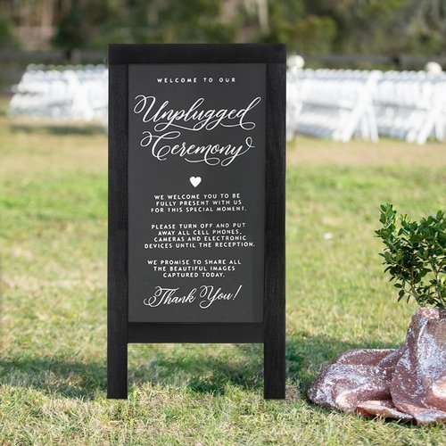DAHAPYBOO Sandwich Board - 40"x20" Solid Pine Wood Rustic Black Chalkboard Sign for Outdoor Use