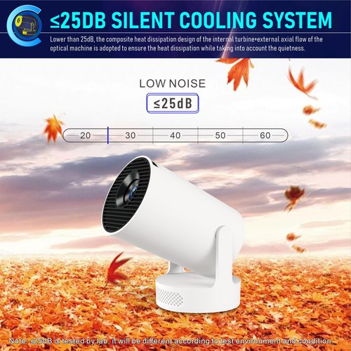XIAOHUI Mini Projector, 2025 Portable Smart Projector with WiFi and Bluetooth, 1000 Lumens, 150-inch Display, LCD LED Technology