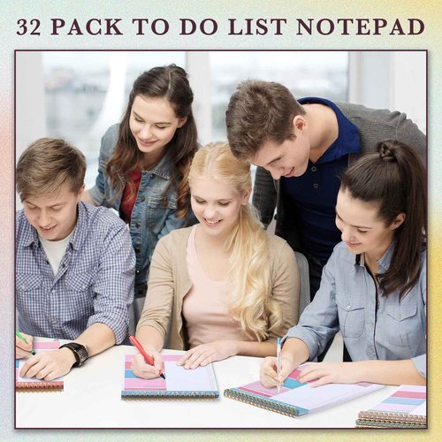 32 Pcs Daily to Do List Notepad Daily Planner with 52 Sheets Tear Off, Spiral to Do List Notebook Notepad Undated Bulk for Adults Kids Classroom Office Plan Work Schedule Checklist, 6.38 x 9.84 Inch