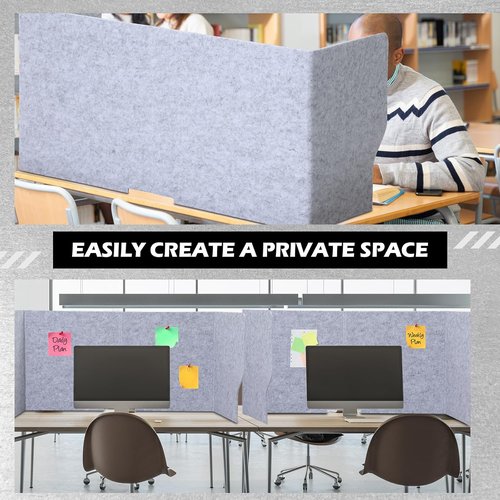 Dunzoom Desk Dividers - Large Acoustic Privacy Panels for Classroom & Office | 47.3 x 15.7 Inch, Gray