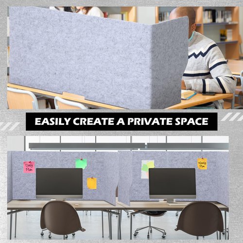 Dunzoom Large Desk Dividers for Students 47.3 x 15.7 Inch Acoustic Portable Fold Classroom Table Privacy Felt Boards for Workstation Office Home Furniture Partitions and Dividers, Grey