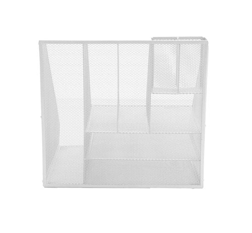 Mind Reader MESHORG-WHT Mesh Organizer 8 Compartments Desktop Document Letter Tray for Folders, Mail, Stationary, Desk Accessories, White 8 Comp