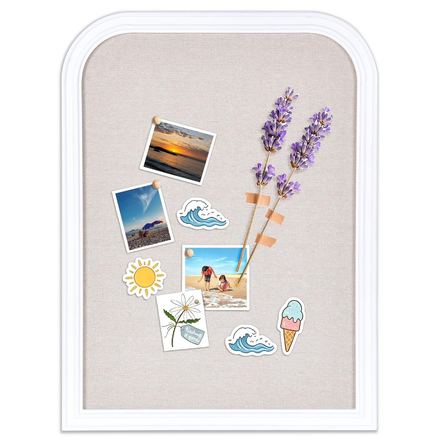Wall Mounted Picture Board with Linen and White Frame, 23.6"x17.7" SHASHIDI Bulletin Board Ideal for Office Decor, School Use, Photo Display, and Reminders
