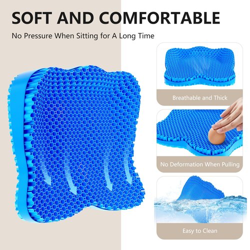 Gel Seat Cushion for Office Chair 3.54in Thick Ergonomic Gel Chair Cushion Seat Pad for Long Sitting Relieve Sciatica Back,Pressure Sore Ulcer Pain,Seat Cushion for Wheelchair Office Chairs Car Seats