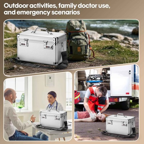 LOCKCURX Large Lock Box - Security Combination Lock Box, Locking Storage Case for Personal Items and Medicine, Childproof Lockable Lockbox for Home/Office/School, 15.1x9.4x8.7 Inch, Silver