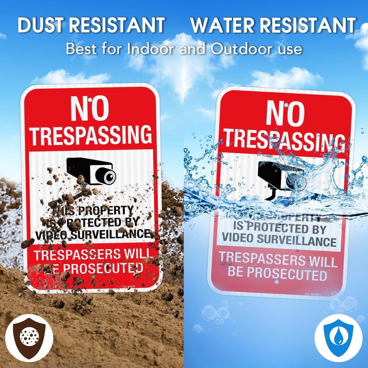 T&R No Trespassing Sign - Video Surveillance Alert | 18" x 12" Rust-Free Aluminum, Reflective, Weather Resistant