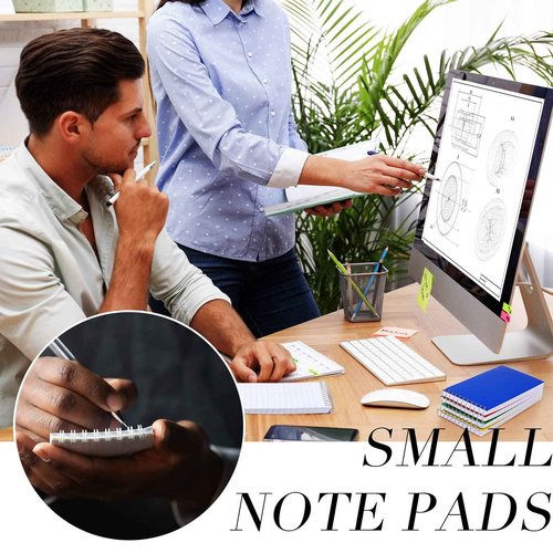 Leinuosen 100 Pcs Spiral Memo Pads 3x5 Inch 75 Sheets College Ruled Small Pocket Notebooks Little Mini Notepads Bulk Top Bound Lined Note Pads for Home School Office Travel Work (Bright Color)