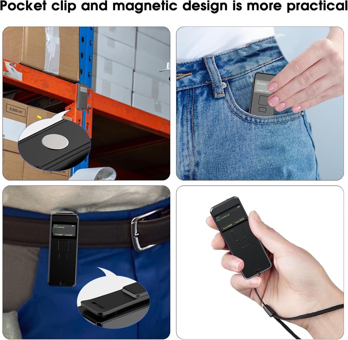 Symcode Bluetooth Barcode Scanner - Wireless 1D Scanner with Display Screen & 2000mAh Battery | Portable Mini for iPhone, iPad, Android