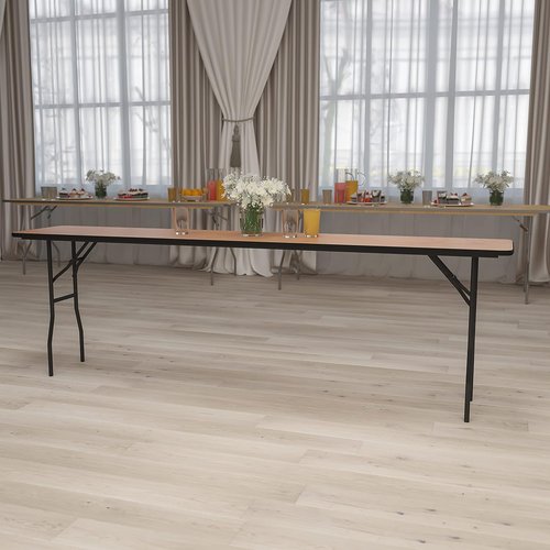 Flash Furniture Gael 8' Rectangular Wood Folding Training Table - Smooth Clear Coated Finish, Natural
