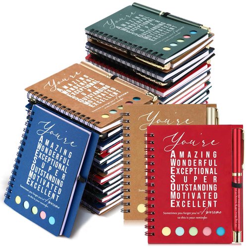 Jetec 25 Sets Team Employee Appreciation Gifts Bulk Office Business Inspirational Team Together Spiral Notebooks with Ballpoint Pens Thank You Gifts for Boss Coworker (Classic Color,You Are)