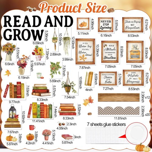 Qilery Bulletin Board Set - Read and Grow Motivational Classroom Decor | Inspirational Cutouts for Back to School