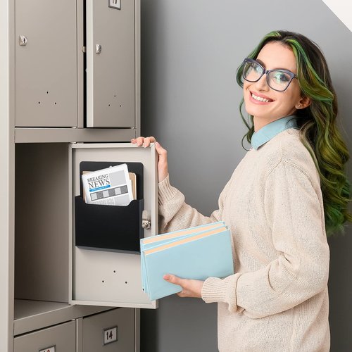 6 Pack Magnetic File Holder Magnetic Paper Holder Fridge Magnet Organizer Letter Size Fridge Pockets Storage Mail Planner Wall File Organizer for Refrigerator Locker Whiteboard (Large, Medium,Small)