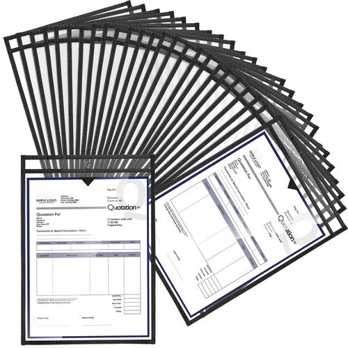 56 Pack Job Ticket Holders Reusable Dry Erase Pockets Plastic 10 x 13.8 Inch Shop Ticket Holders Sheet Protectors Job Order Pockets Teacher Supplies for Office Classroom Organization (Black)