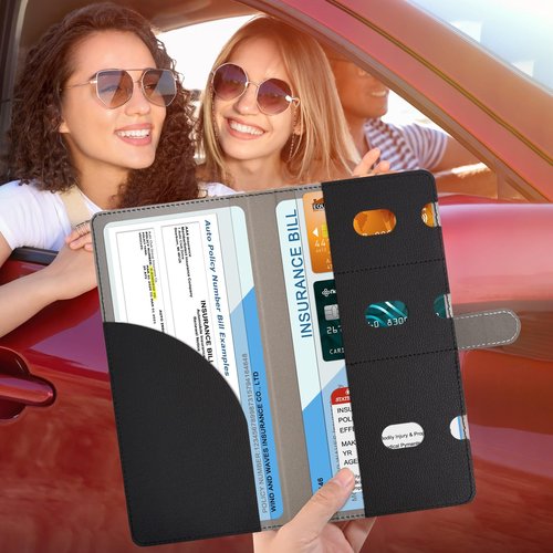 Car Registration and Insurance Card Holder for Document, Cards & License (Black-2)