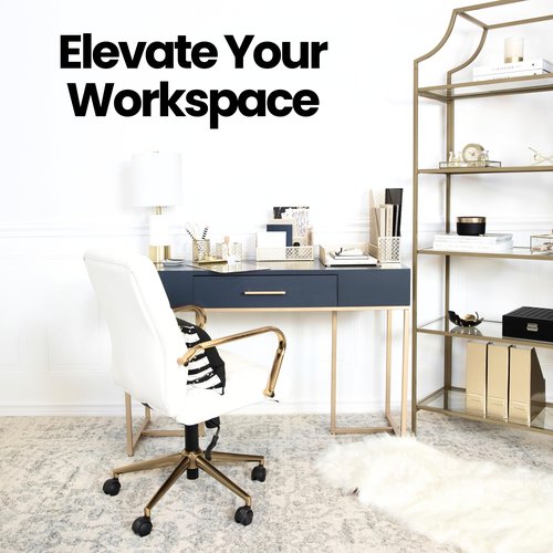 BLU MONACO Gold Desk Organizer Set – Mail Sorter, Sticky Note Holder, Pen Cup, Magazine Holder, Letter Tray & Business Card Holder – Pink Office Decor