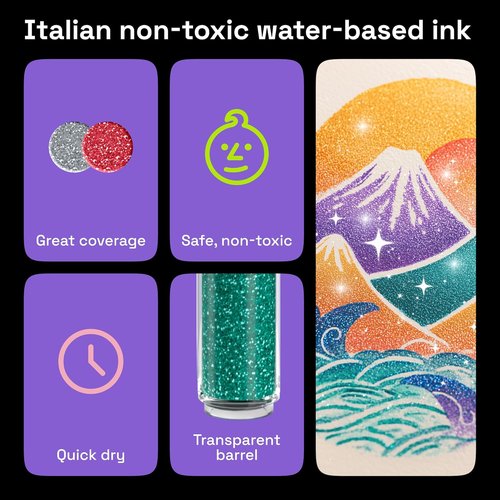 ARTISTRO Glitter Paint Pens - 12 Extra-Fine Tip Acrylic Markers for Glass, Rock, and DIY Crafts