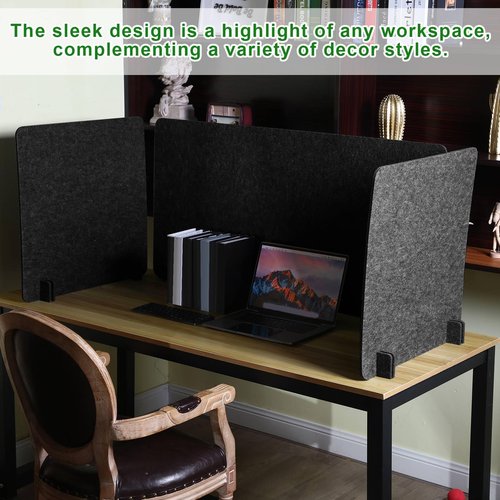 Buryeah 3 Pcs Desk Divider 23.6 x 47.2, 23.6 x 23.6 Stand up Freestanding Cubicle Privacy Divider Reducing Noise Visual Distraction for Office Home School(Deep Gray)