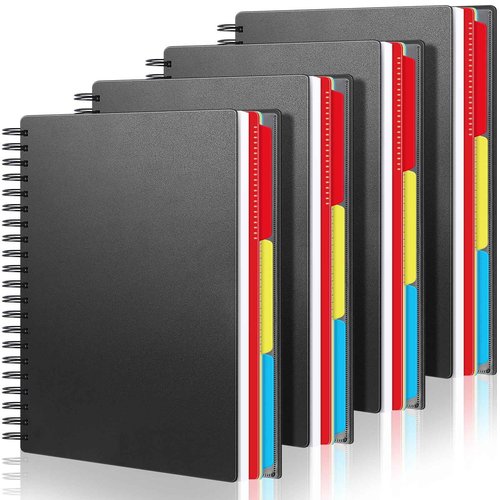Yeaqee 4 Pack 3 Subject Notebook, College Ruled, Spiral Notebook with Removable Dividers, 8.5" x 11" 300 Pages (150 Sheets) Writing Journal for School Office Home Supplies
