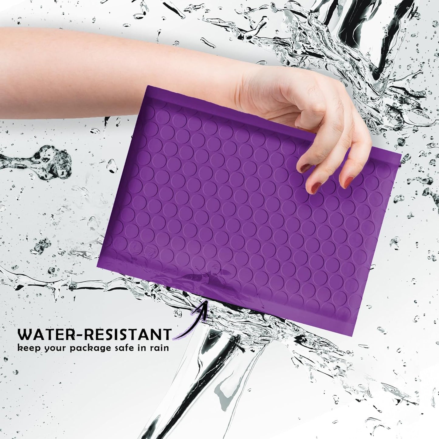 Yens Poly Bubble Mailers - 4x8 Inch Purple Waterproof Self-Seal Shipping Bags | 50 Pack Padded Envelopes