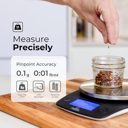 Fradel Digital Kitchen Food Scale - 11lb Capacity in Grams & Ounces for Cooking, Baking & Weight Loss