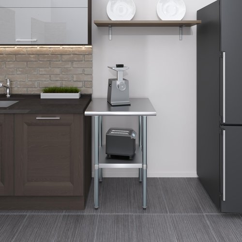 Jefferson 24 in. x 24 in. Stainless Steel Table with Shelf. NSF