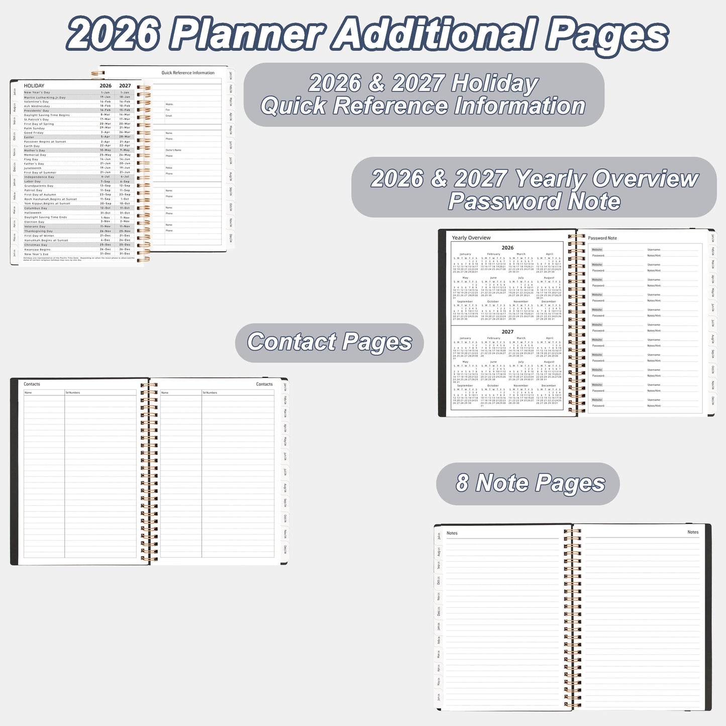 2026 Daily Planner, Jan.2026-Dec.2026, 6.2" x 8.4", 2026 Planner Weekly and Monthly, Calendar Planner 2026 with Tabs & Pocket, 100GSM Thick Paper, Black