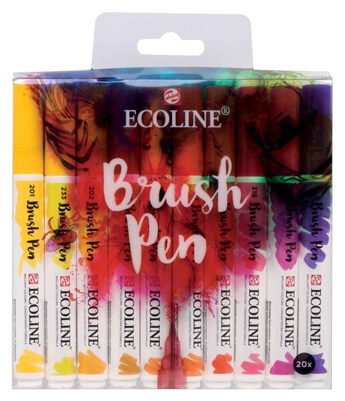 Tarens Eco Line T1150-9009 Brush Pen, Set of 20 Colors
