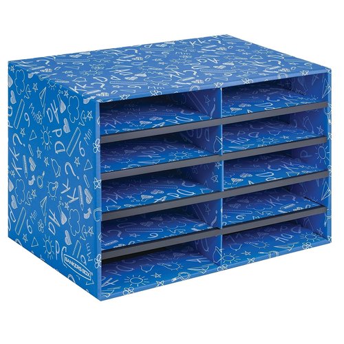 Bankers Box Classroom Collection 10-Compartment Mail Sorters, 19.5" x 12.375", Blue (3384201)