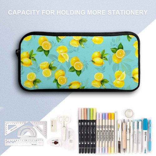 Psecoll 3pcs Cartoon Lemon & Leaf Backpack Set, Multi-functional Laptop Bag 17in Water Resistant Travel Daypack, Large Capacity Double Shoulder Backpack With Lunch Bag (Cartoon Lemon & Leaf
