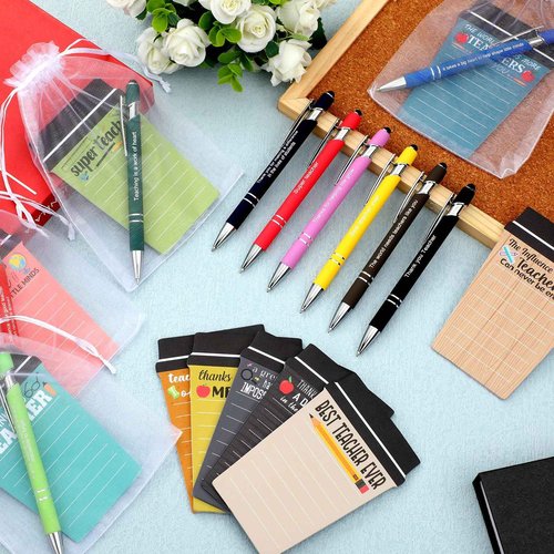Kosiz 90 Pcs Christmas Teacher Gifts from Students Teacher Coffee Cup Notepad with Pen Appreciation Sticky Notes Bulk Thank You Gifts for Christmas New Year School Office Classroom Supplies