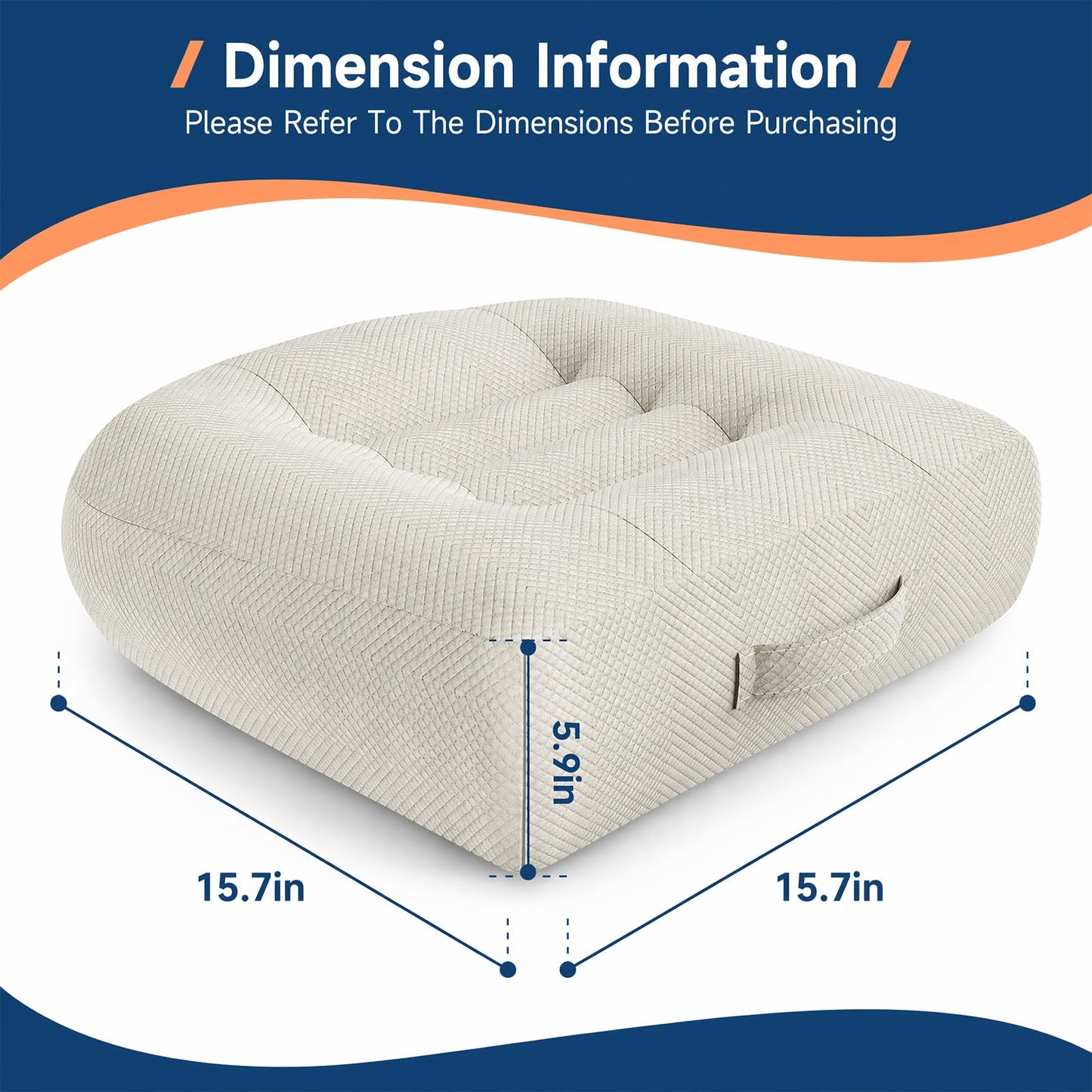 sutailocus Car Booster Seat Cushion for Adults,Memory Foam Heightening Wedge Seat Pad,Elevated Chair Cushion to Improve Driving Vision(15.7×15.7×5.9inch,White)