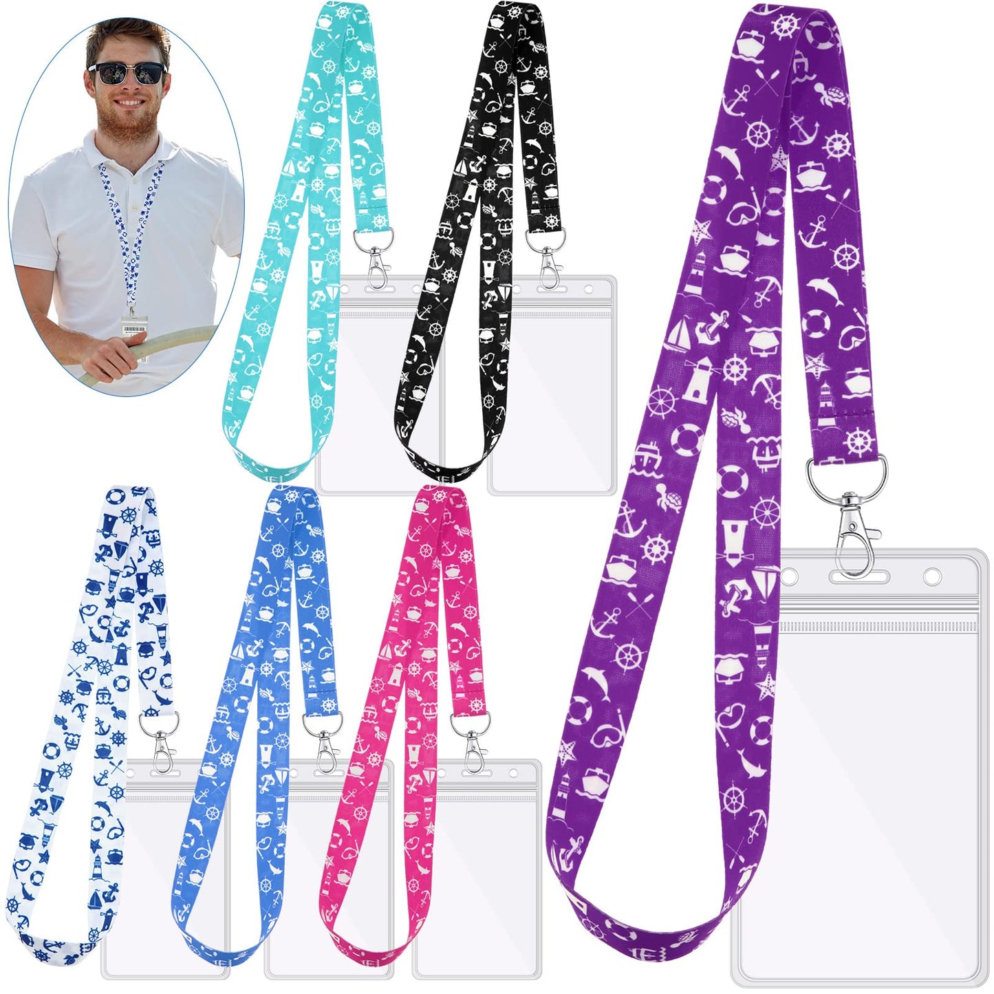 Tudomro 6 Pack Cruise Lanyard for Ship Cards with ID Holder Cruise Essentials Must Haveskey Waterproof Ship Card Holders for Women Men Travel Accessories(Vibrant Style)