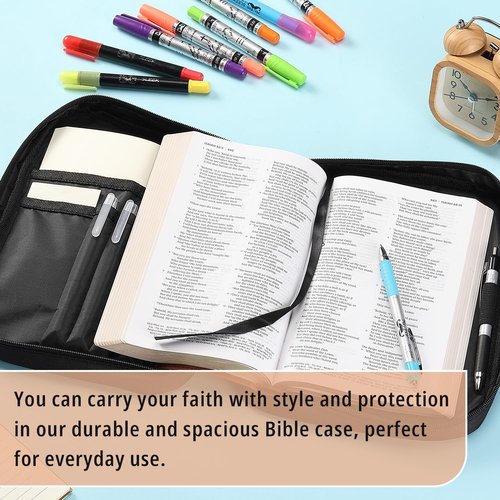 Mr. Pen Bible Cover Case - Durable Carrying Bag with Handle & Zipper Pocket | Black, Ideal Christian Gift