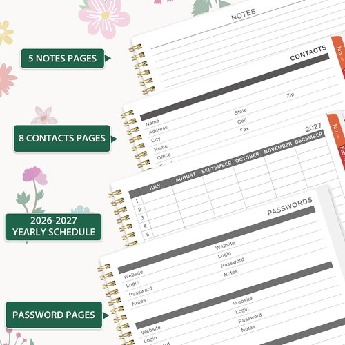 Monthly Planner 2026-2027 | 18-Month Calendar with Colorful Tabs & Back Pocket - 9" x 11"