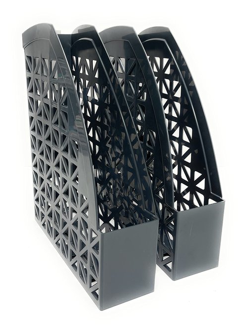 Mintra Office Plastic Desk Organizer 2pk Magazine File (Charcoal)