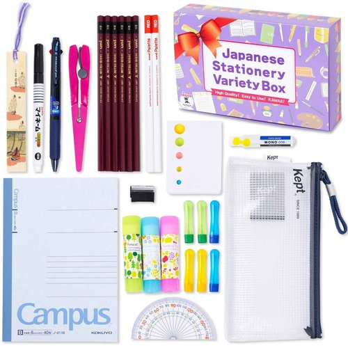 Stationery Gift Made in Japan Stationery Japanese Brand Item Set; Pen Notebook Magic Maker Eraser and More, 14 Item, 27 Piece Set for Teens Back to School