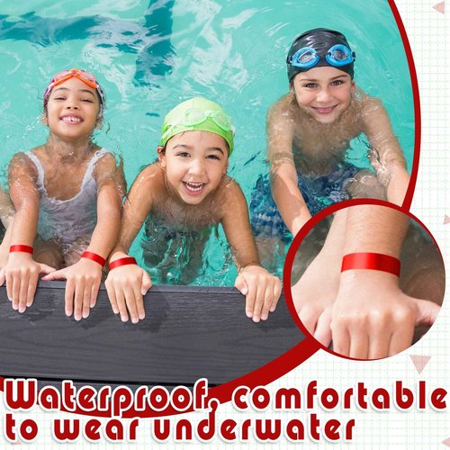 Tudomro 2400 Pack Neon Paper Wristbands Bulk - Waterproof, Lightweight, Adhesive - Concert, Events, Party for Hand Wrist Arm Identification(Red)