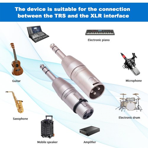 Seefeful 1/4" TRS to XLR Adapter 4 Pack, 2 Pack Male and Female to 6.35mm, Balanced Quarter Inch 6.35mm to XLR Male/Female Adapters for Mixers, Microphones, Amplifiers